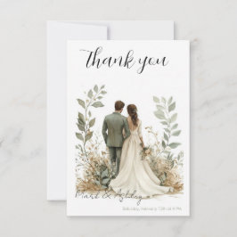 Elegant botanical-themed wedding thank you card dankeskarte