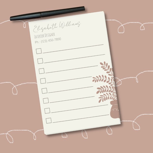 Elegant Botanical To-Do List Post-It Notes  Klebezettel (Elegant botanical to-do list the half the silhouette of a house plant in a brown color . )
