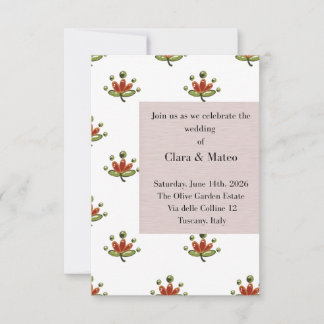 Elegant Botanical Wedding Invitation Neutral Flora RSVP Karte