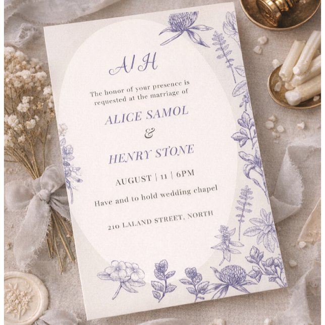Elegant Botanical Wedding Invitation Template (Créateur téléchargé)