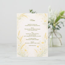 Elegant Botanical Wedding Menu