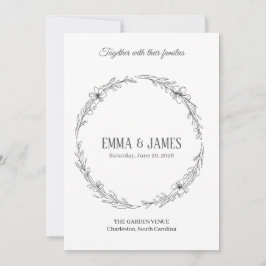Elegant Botanical Wreath Minimalist Wedding Invita Einladung