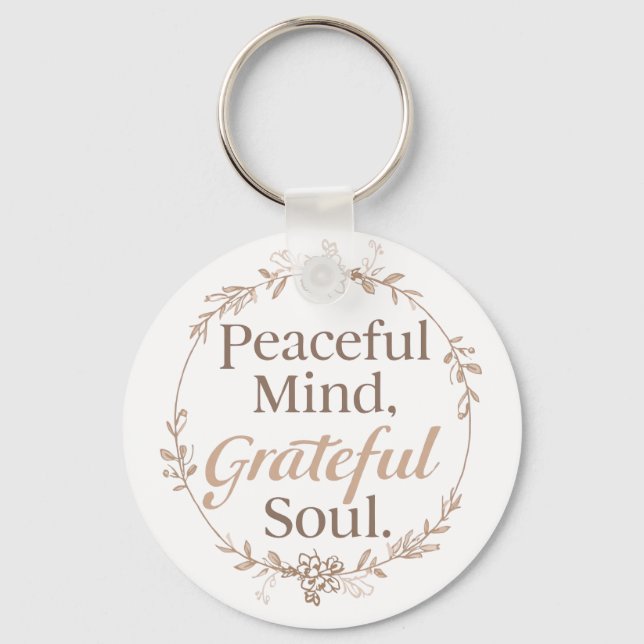 Elegant Botanical Wreath with Zen Quote Schlüsselanhänger (Vorderseite)