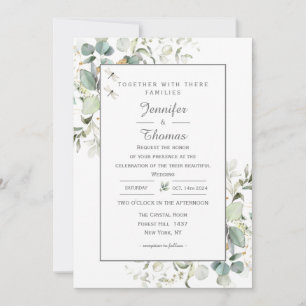 Elégant Botanique Eucalyptus Vert Invitation