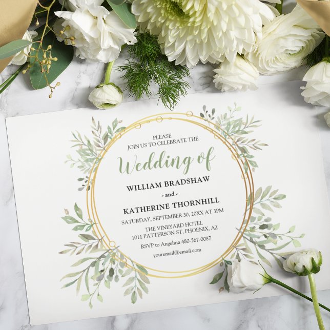 Elégant Botanique Verdure Mariage Invitations (Créateur téléchargé)