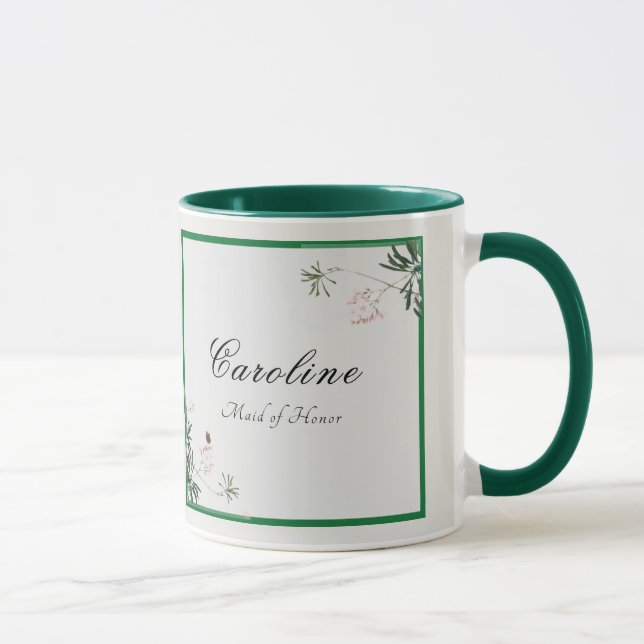 Elegant Botanisch Pink Blossom Bridesmaid Tasse (Rechts)