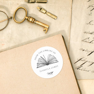 Elegant Botanische aus der Bibliothek von Benutzer Runder Aufkleber