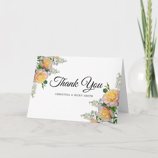 Elégant Bouquet de Rose Jaune Fleurs Mariage Merci (Devant)