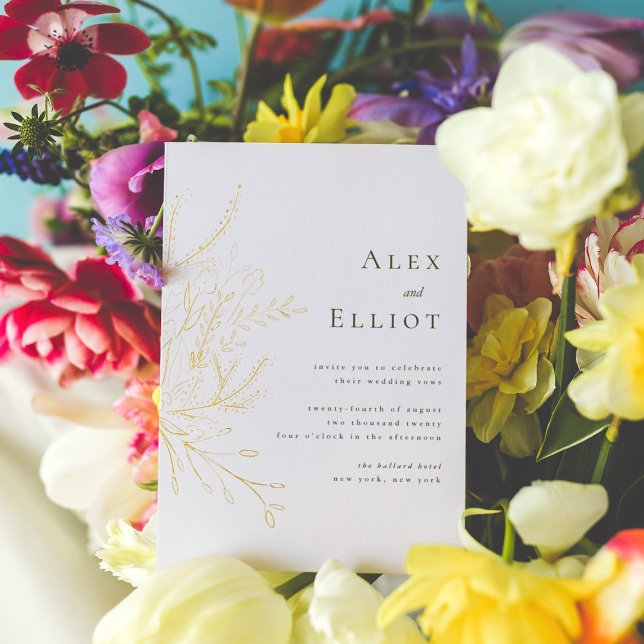 Elégant bouquet floral Mariage Foil Invitation (Créateur téléchargé)