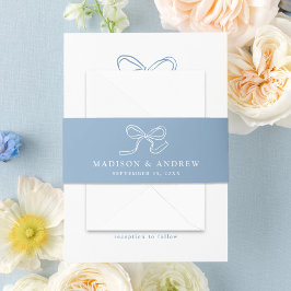 Elegant Bow Blue Wedding Einladungsbanderole