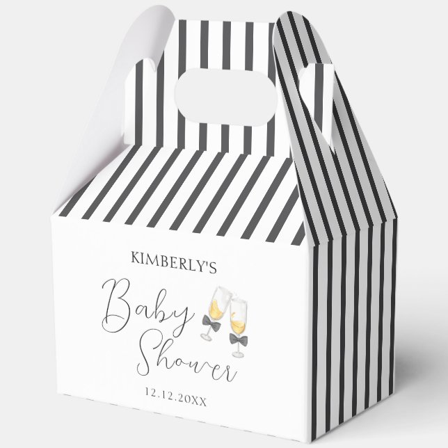 Elegant Bow Champagne Sip & See Baby Shower Geschenkschachtel (Rückseite)