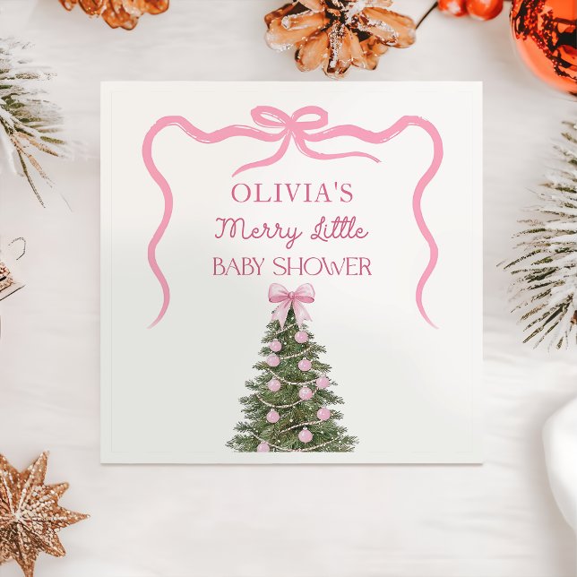 Elegant Bow Christmas Tree Party Napkin Serviette (Von Creator hochgeladen)