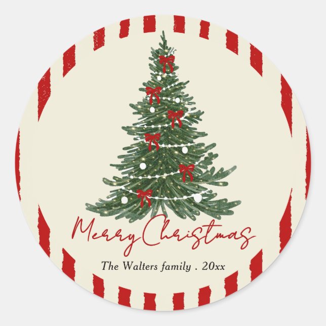 Elegant Bow Christmas Tree Party Sticker (Vorderseite)