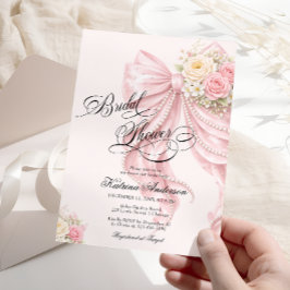 Elegant Bow Floral Blush Pink Bridal Shower  Einladung