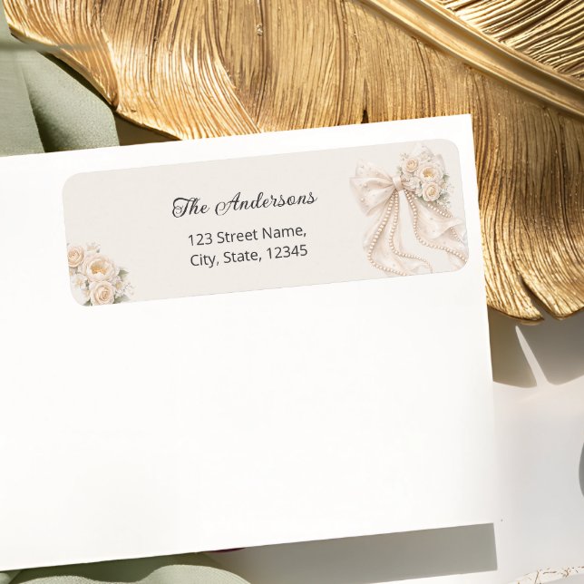 Elegant Bow Floral Return Address Label (Von Creator hochgeladen)