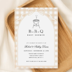Elegant Bow Gingham Baby Q Baby Shower Einladung
