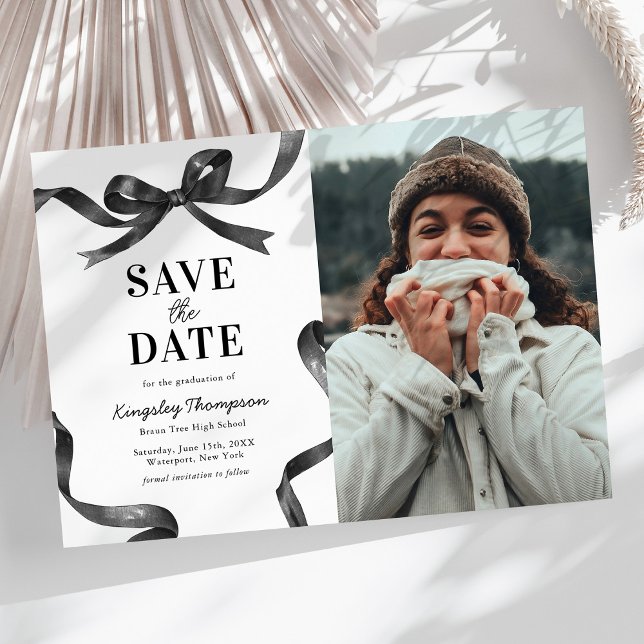 Elegant Bow Graduation Save the Date Announcement (Von Creator hochgeladen)