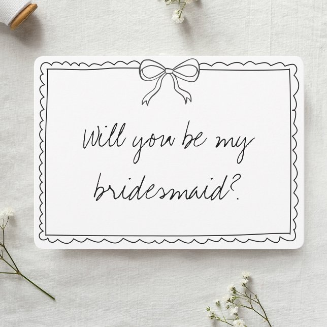 Elegant Bow Handwriting Bridesmaid Vorschlag Karte (Von Creator hochgeladen)