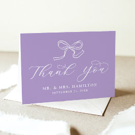 Elegant Bow Lavender Wedding Dankeskarte