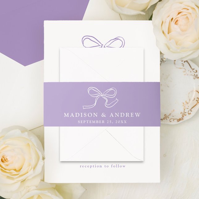 Elegant Bow Lavender Wedding Einladungsbanderole (Von Creator hochgeladen)
