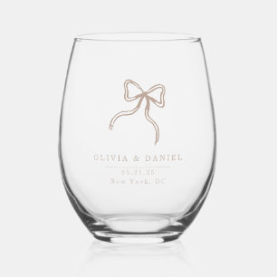 Elégant Bow Mariage beige faveur Verre