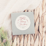 Elegant Bow Merry Christmas Familienname Runder Aufkleber<br><div class="desc">Fügen Sie Ihren Weihnachtsbriefen, Geschenken, Gastgeschenke und mehr eine persönliche Touch hinzu. Jeder Aufkleber weist einen handgezeichnet Bogen auf, mit "Frohe Weihnachten" in eleganter Schrift und Ihrem Familiennamen in klassischer Serifentypografie. Schauen Sie sich die auf dieser Seite verlinkte Sammlung an, um Dinge zu koordinieren, oder stöbern Sie in unserem Shop...</div>