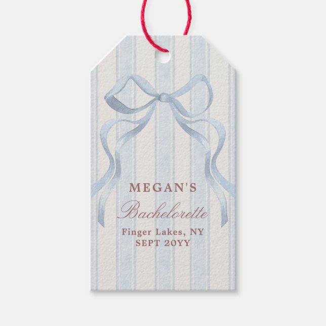 Elegant Bow Personalized Bachelorette Party Geschenkanhänger (Vorderseite)