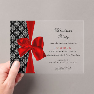 Elégant Bow rouge Noël Fête de Noël Invitation