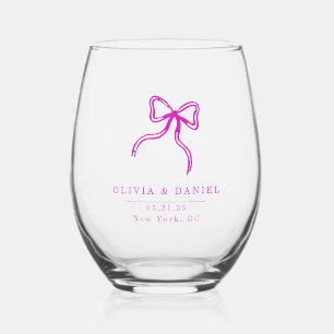 Elegant Bow Wedding Pink Gour Glass Weinglas Ohne Stiel