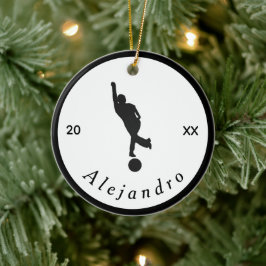 Elegant Bowling Theme Bowler Black White His Name  Keramik Ornament