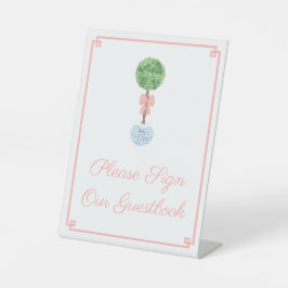 Elegant Boxwood Baby Girl Baby Shower Gästebuch Sockelschild
