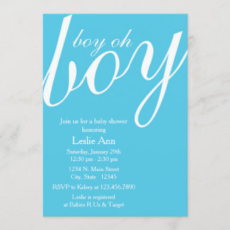 Elegant Boy Oh Boy Blue Baby Shower Einladung