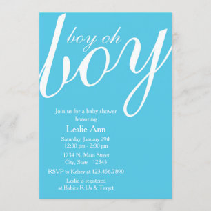 Elegant Boy Oh Boy Blue Baby shower Invitation