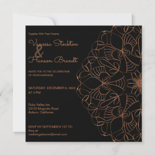 Elegant Brass Mandala Wedding Einladung