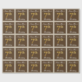 Elegant, braun, Imitate Gold 7. Geburtstag + Name Geschenkpapier