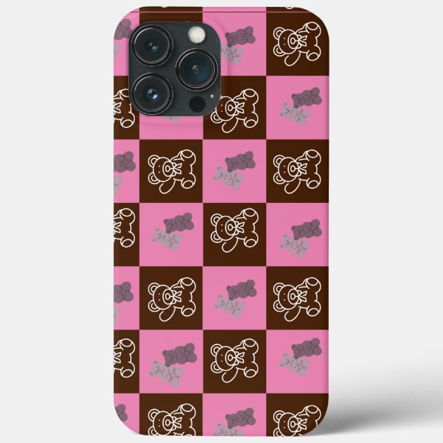 Elegant, braun und rosa Kariert Case-Mate iPhone Hülle (Rückseite)