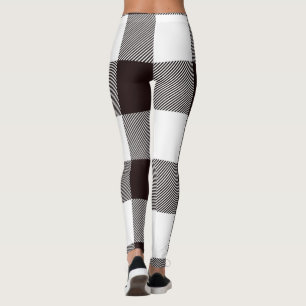 Elegant braun-weiß kariert leggings