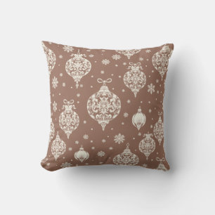 Elegant Braun Weiße Weihnachtsschmuck Kissen