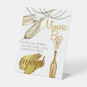 Elegant Bridal Brunch Mimosa Bar Pedestal Zeichen Sockelschild