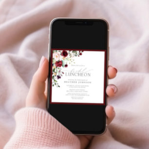 Elegant Bridal Luncheon Floral Burgundy Einladung