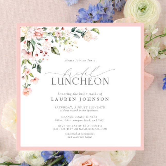 Elegant Bridal Luncheon Floral Pink Einladung (Von Creator hochgeladen)