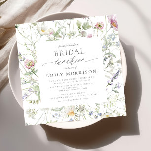 Elegant Bridal Luncheon Wildblume Sage Green Einladung