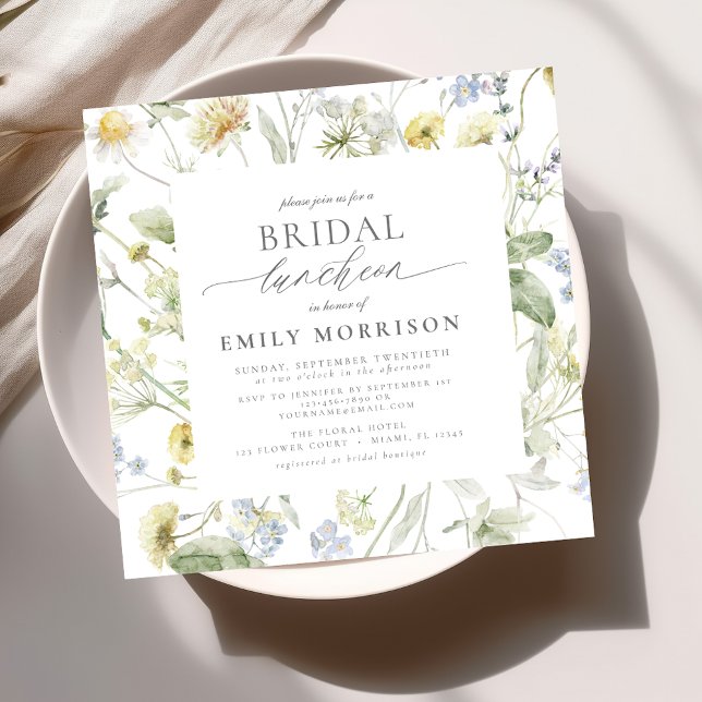 Elegant Bridal Luncheon Wildblume Sage Green Einladung (Von Creator hochgeladen)