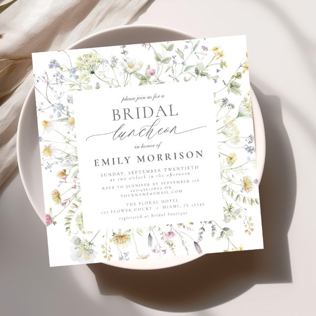 Elegant Bridal Luncheon Wildblume Sage Green Einladung (Von Creator hochgeladen)