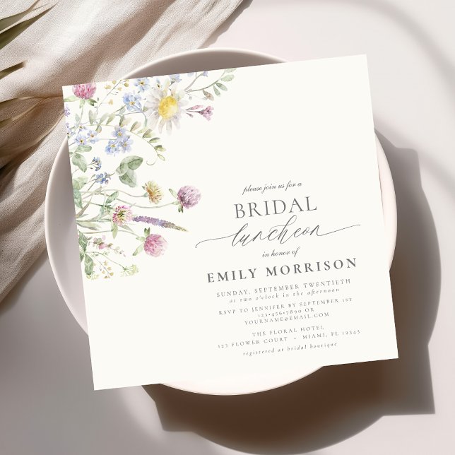 Elegant Bridal Luncheon Wildblume Sage Green Einladung (Von Creator hochgeladen)
