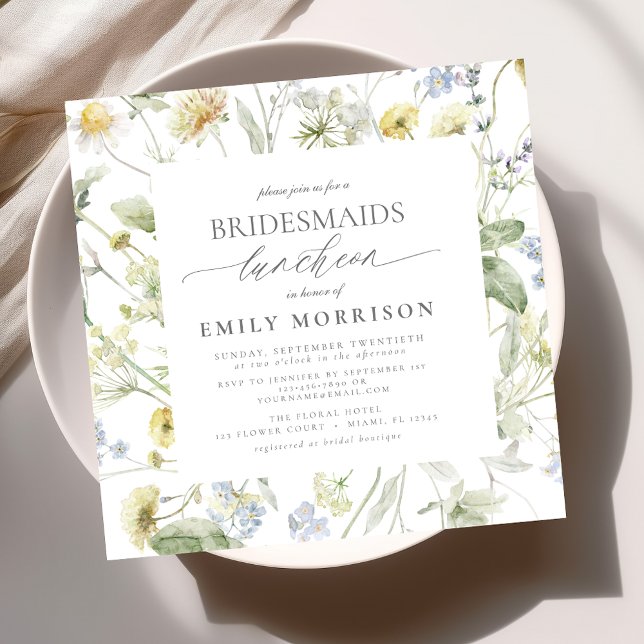 Elegant Bridal Luncheon Wildblume Sage Green Einladung (Von Creator hochgeladen)