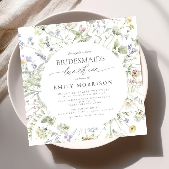 Elegant Bridal Luncheon Wildblume Sage Green Einladung (Von Creator hochgeladen)