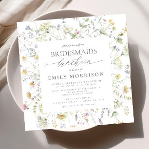 Elegant Bridal Luncheon Wildblume Sage Green Einladung