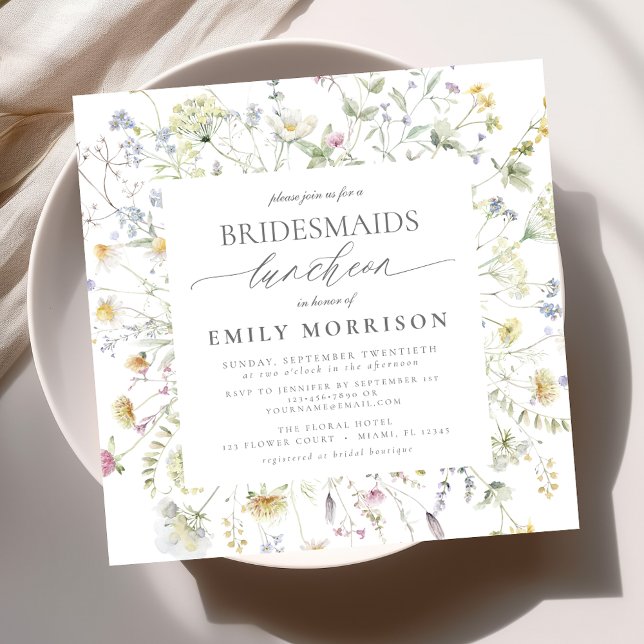 Elegant Bridal Luncheon Wildblume Sage Green Einladung (Von Creator hochgeladen)