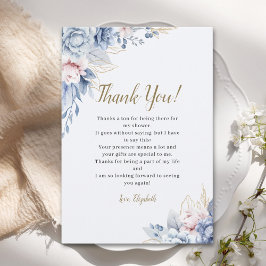 Elegant Bridal Shower with Blue Floral Accents Dankeskarte